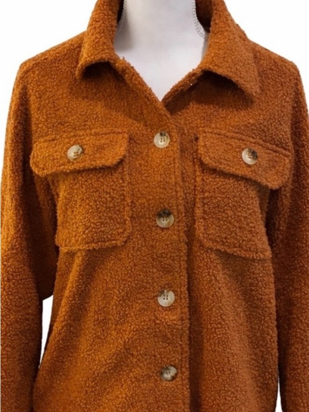12th Tribe fuzzy button down oversized Shacket